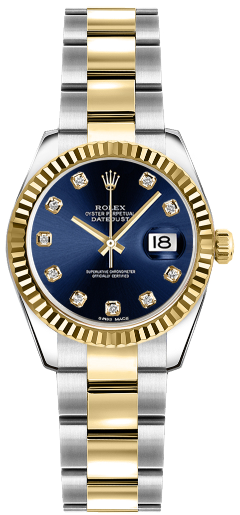 Derive Komprimere udvande rolex lady-datejust 26 blå diamant urskive 179173 – top kvalitet replika  Rolex-ure